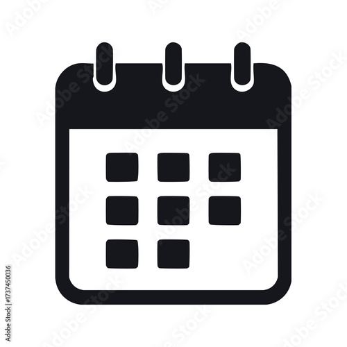 Black icon of a wall calendar with a few squares filled
