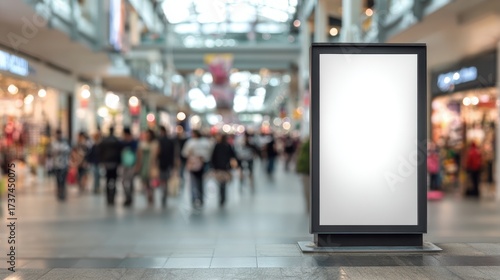 Blank Billboard Mockup in Busy Shopping Mall
