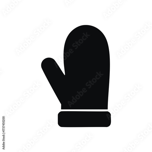 Black mitten icon with transparent background glove