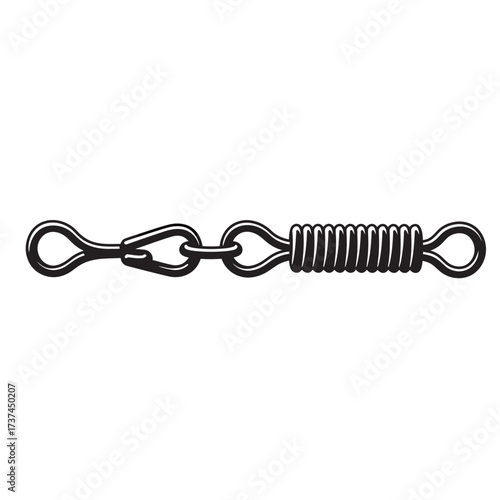 black and white silhouette of a fishing swivel vector on a white background
