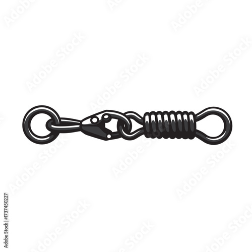 black and white silhouette of a fishing swivel vector on a white background