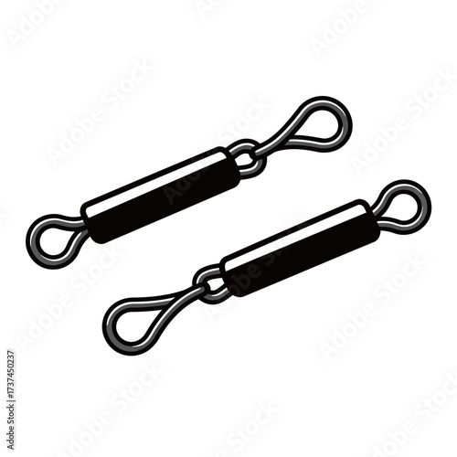 black and white silhouette of a fishing swivel vector on a white background