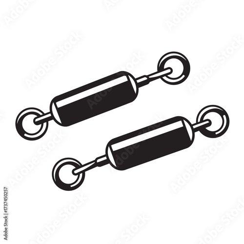 black and white silhouette of a fishing swivel vector on a white background