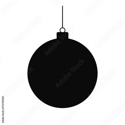 Black Silhouette of a Christmas Ornament Keywords: Christmas, ornament, decoration, holiday