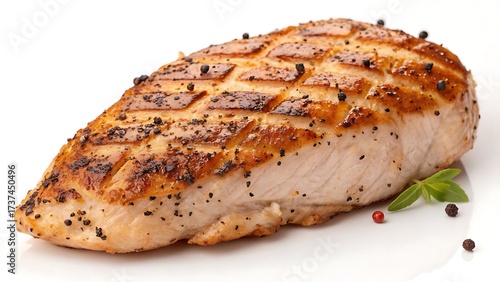 Juicy Grilled Chicken Breast Seasoned with Black Pepper Isolated
