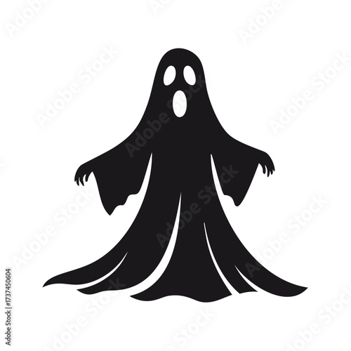 Black Silhouette of a Ghost with Outstretched Arms
