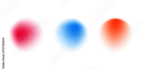 Set color circle gradient noise gradation. Abstract colorful watercolor blur mesh on isolated transparent background. Circle shape png