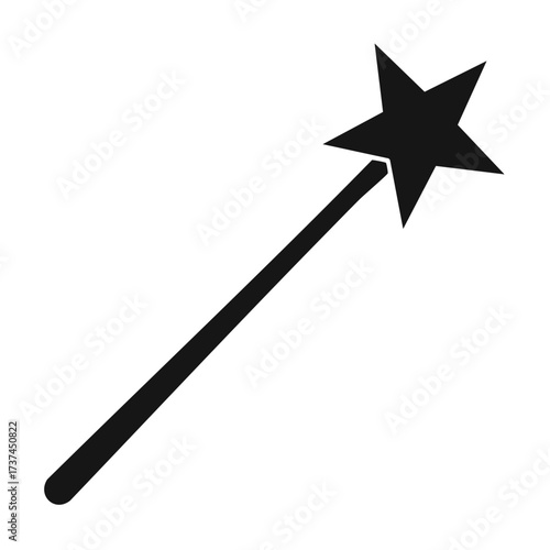 Black silhouette of a magic wand with a star icon symbol