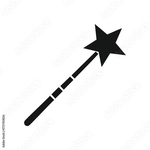 Black silhouette of a magic wand with segmented handle
