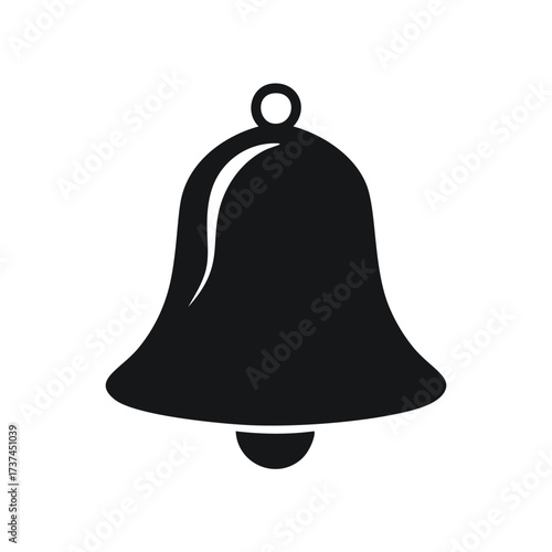 Black silhouette of a simple bell with a clapper ringing