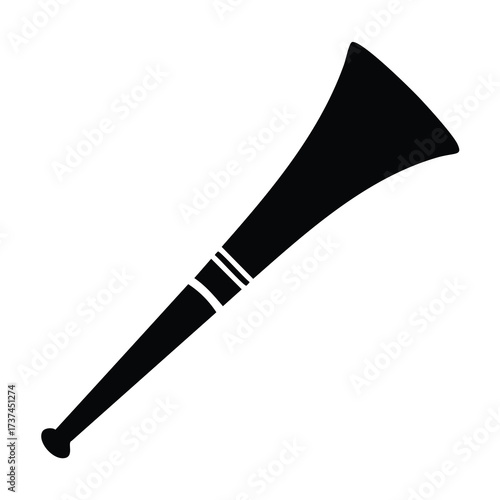 Black Silhouette of a Vuvuzela Horn Keywords: vuvuzela, horn, trumpet, musical instrument, sound