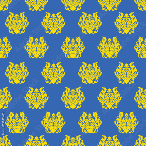 Deep blue backdrop accented by vivid yellow elements in a precise, orderly arrangement, delivering a sense of luxury and energy through bold color contrast.