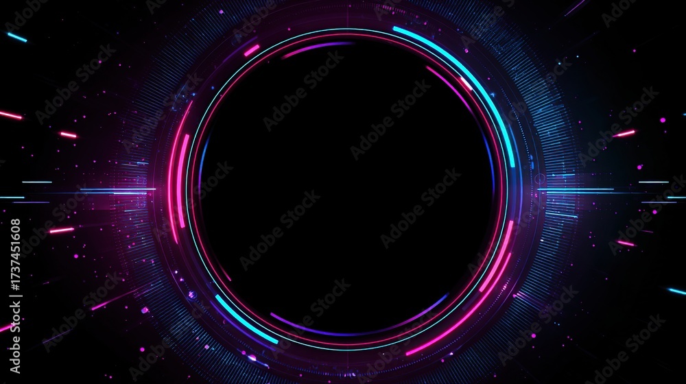 custom made wallpaper toronto digitalCircular glowing portal with neon lines and particle effects, creating a futuristic abstract design