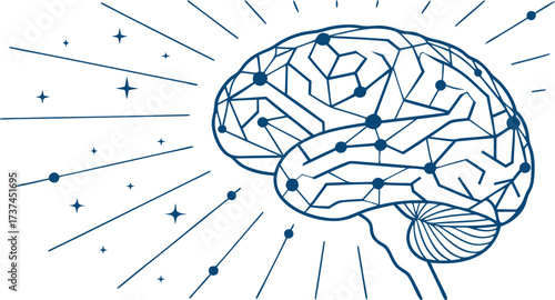 Futuristic human brain anatomy illustration showcasing glowing neural networks and digital connections