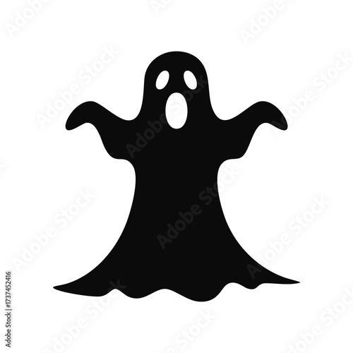 Black Ghost Silhouette with Open Mouth and Eyes halloween
