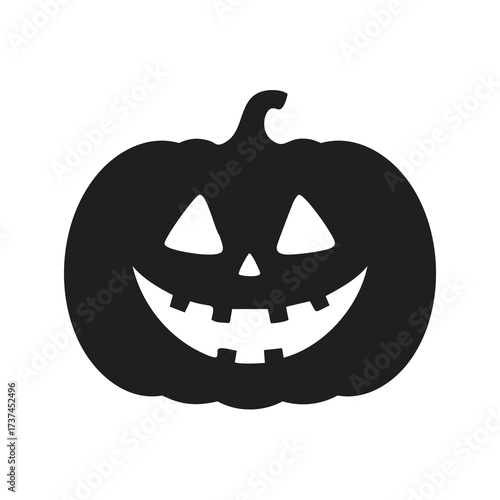 Black Halloween Jack-o- Lantern Silhouette with Happy Face Keywords: halloween, jackolantern