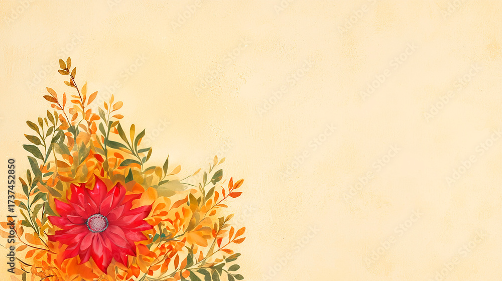 Obraz premium Postal con motivo floral y espacio para texto