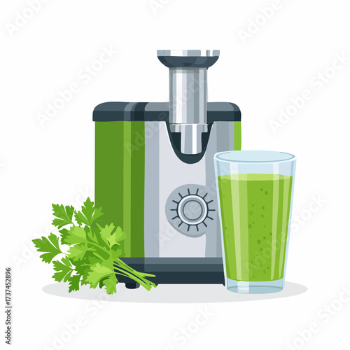 parsley green tea pot with green leaves vector juicer