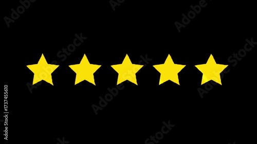 Wallpaper Mural Cartoon shape 5 Star Rating Animation, star review concept, Rating stars icon animation, glowing five star flat symbol animation, star review concept on Transparent Background. 4k animation Torontodigital.ca