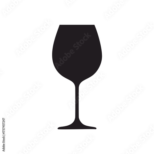 Black wine glass silhouette on white background Keywords: wine glass, goblet, drinkware