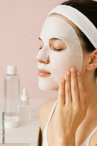 WomanUsingFacialSheetMask