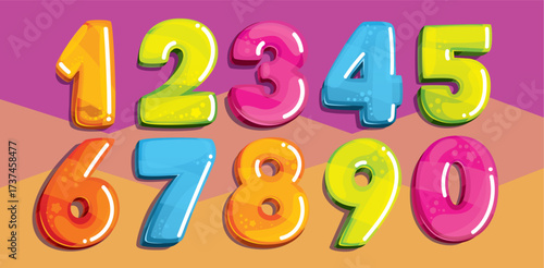 Colorful Cartoon 3D Numbers Set (0 to 9)