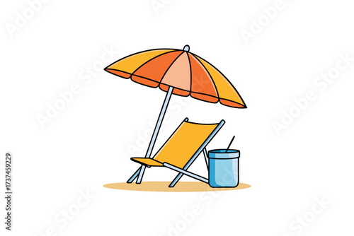 beach chair and umbrella