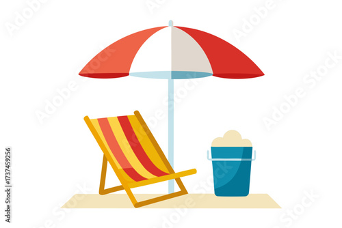 beach chairs and umbrellas