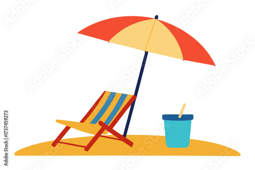 beach chair and umbrella