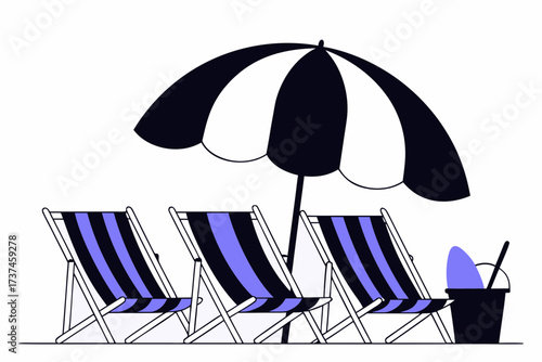 beach chair and umbrella