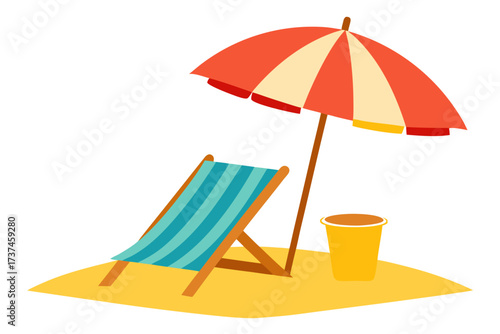 beach chair and umbrella