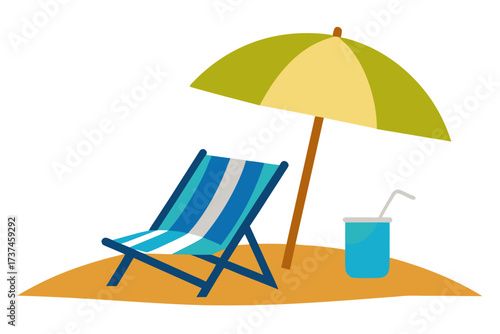beach chair and umbrella