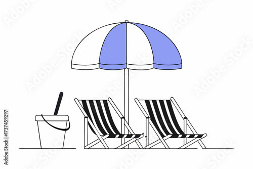beach chair and umbrella