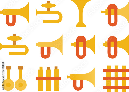 Vector graphics bundle 30 carnival brass instrument icons scalable eps illustration musical