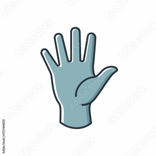 A stylized vector illustration of an open blue hand with five fingers spread apart, isolated on a white background.