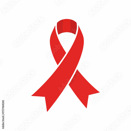 A simple vector graphic of a red awareness ribbon, a symbol for solidarity with people living with HIV and AIDS.