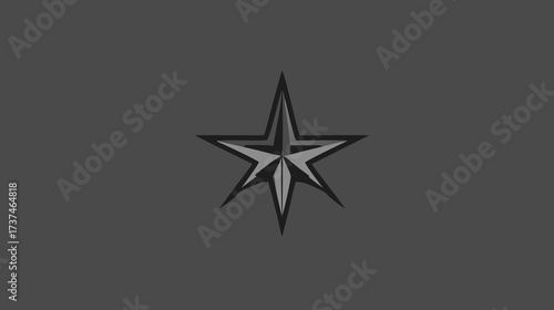 Stylish abstract star symbol with sharp points and geometric design in dark gray and black tones, modern graphic element icon concept.