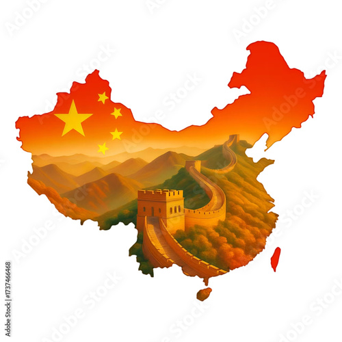 Wallpaper Mural great wall inside china map illustration Torontodigital.ca
