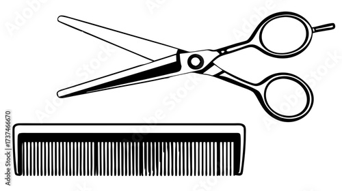 Professional Hairdressing Scissors and Comb Set. Essential Salon Tools for Hair Cutting, Styling, Grooming, and Barber Shop Work.