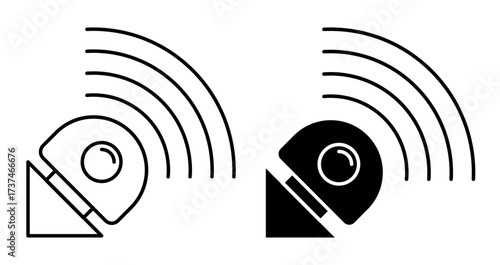 Linear icon, wireless WiFi router module. Wireless device for transmitting telecommunication radio signals. Simple black and white vector isolated on white background