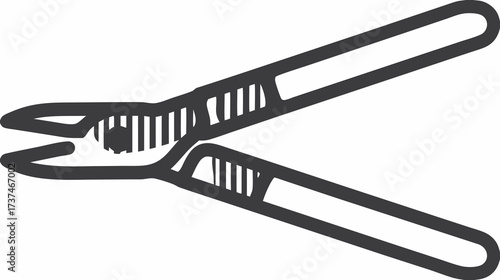 Minimalist line art illustration of a pliers icon, a versatile hand tool for gripping, cutting, and repair work in industrial settings.