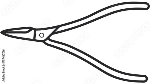 Black outline drawing of long-nose pliers, a versatile hand tool for precision tasks, crafts, jewelry making, and small component handling.