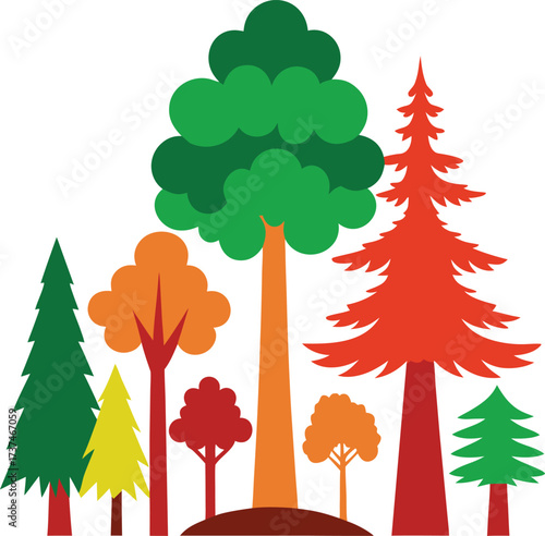 Collection of 30 giant sequoia and forest tree icons for vector graphics eps