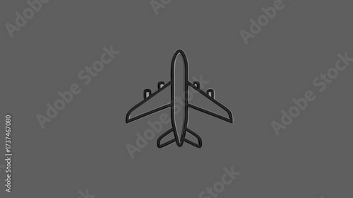 Simple gray airplane icon, top view. Flat design vector graphic illustrating air travel, flight, aviation, global transport, and logistics.