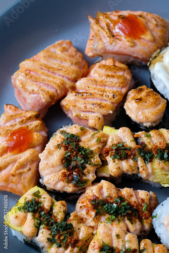 Wallpaper Mural Close-up variety of sushi on a plate Torontodigital.ca