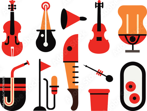Diverse jazz instrument icons collection scalable vector graphic for music design projects