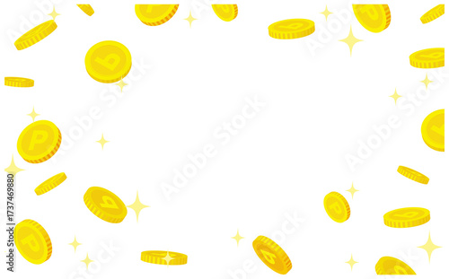 金色のコインイラストフレーム背景素材