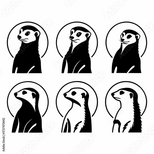 Meerkat icon set, featuring various poses and expressions of the animal
