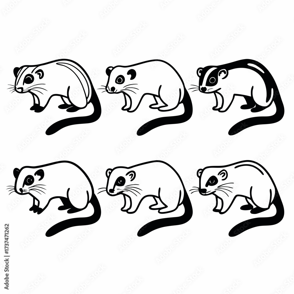 Obraz premium Six simple sugar glider illustrations, perfect for logo or icon design