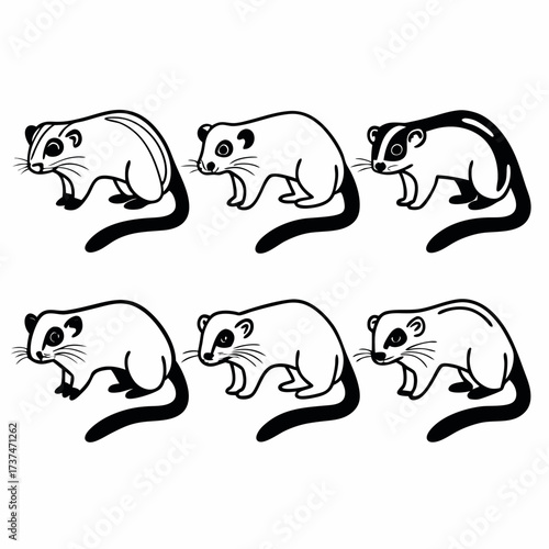 Six simple sugar glider illustrations, perfect for logo or icon design
